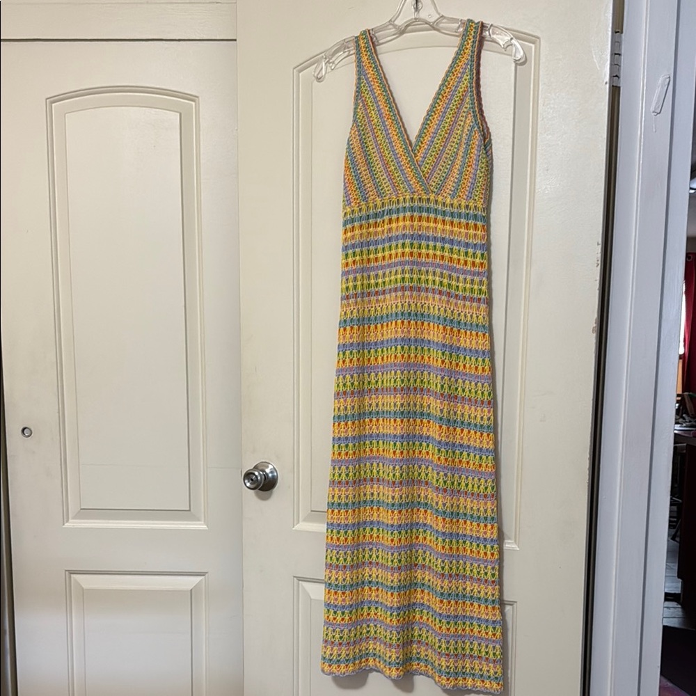 Multicolor Striped Knit Maxi Dress